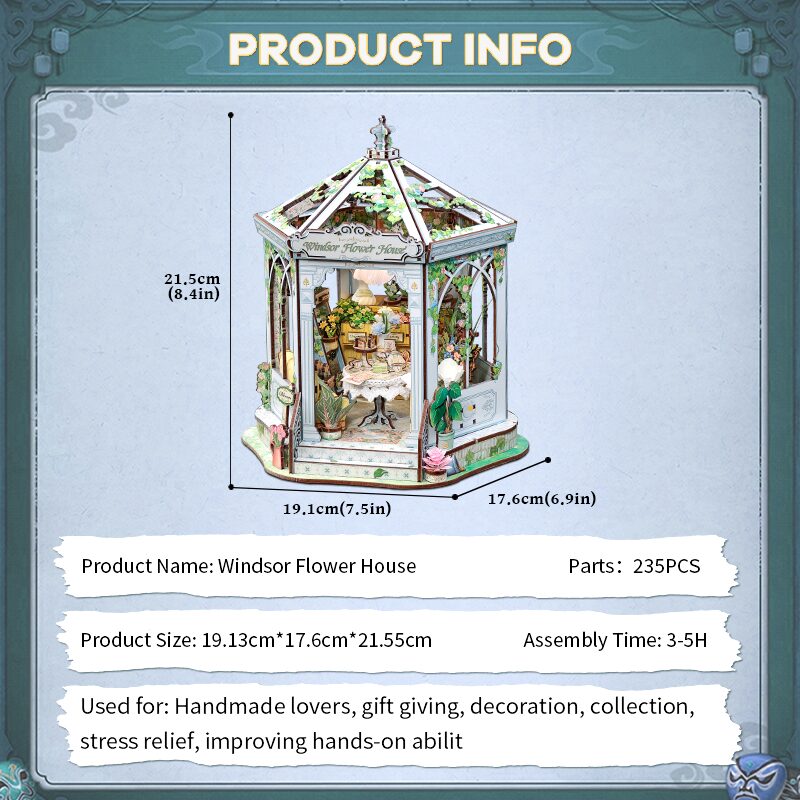 Cutebee 3D DIY Huisje Windsors Flower House – GHGC401 - Afbeelding 4
