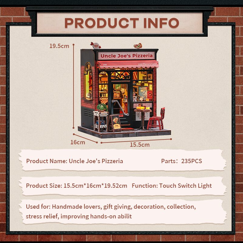Cutebee 3D DIY Huisje Uncle Joe’s Pizzeria – CWGC210 - Afbeelding 4