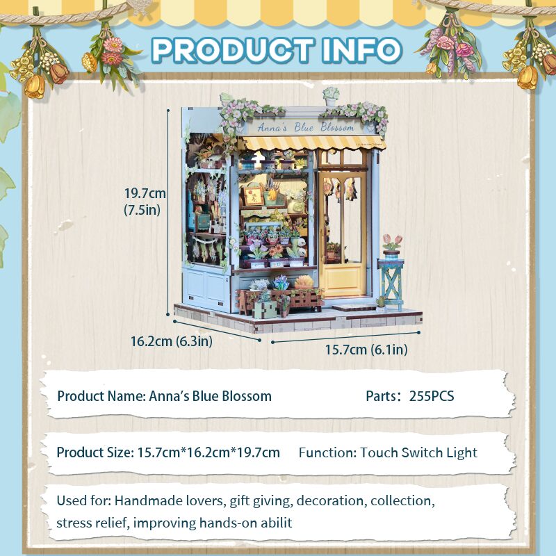 Cutebee 3D DIY Huisje Anna’s Blue Blossom – CWGC211 - Afbeelding 3