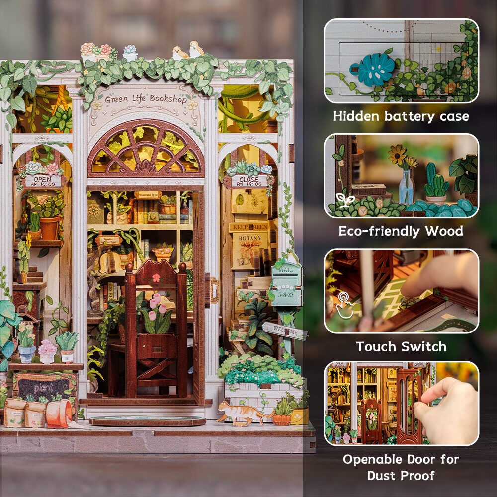 Cutebee 3D DIY Huisje Green Life Bookshop – CWGC203 - Afbeelding 3
