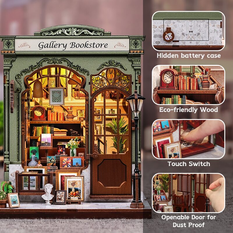 Cutebee 3D DIY Huisje Gallery Bookstore – CWGC214 - Afbeelding 5