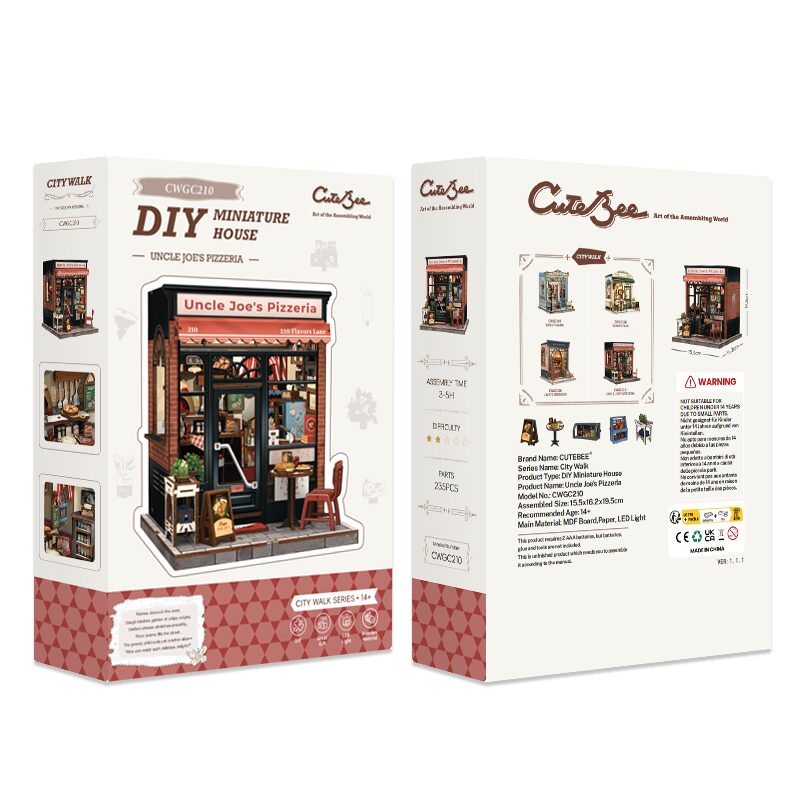 Cutebee 3D DIY Huisje Uncle Joe’s Pizzeria – CWGC210 - Afbeelding 6