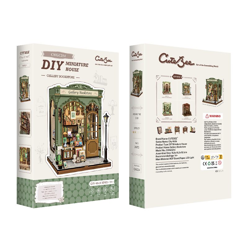 Cutebee 3D DIY Huisje Gallery Bookstore – CWGC214 - Afbeelding 6