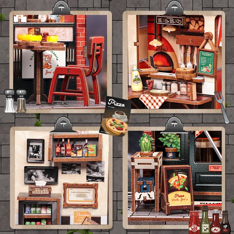 Cutebee 3D DIY Huisje Uncle Joe’s Pizzeria – CWGC210 - Afbeelding 3