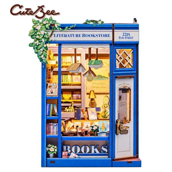 Cutebee 3D Booknook Literature Bookstore – BJAA203 – transparante productfoto