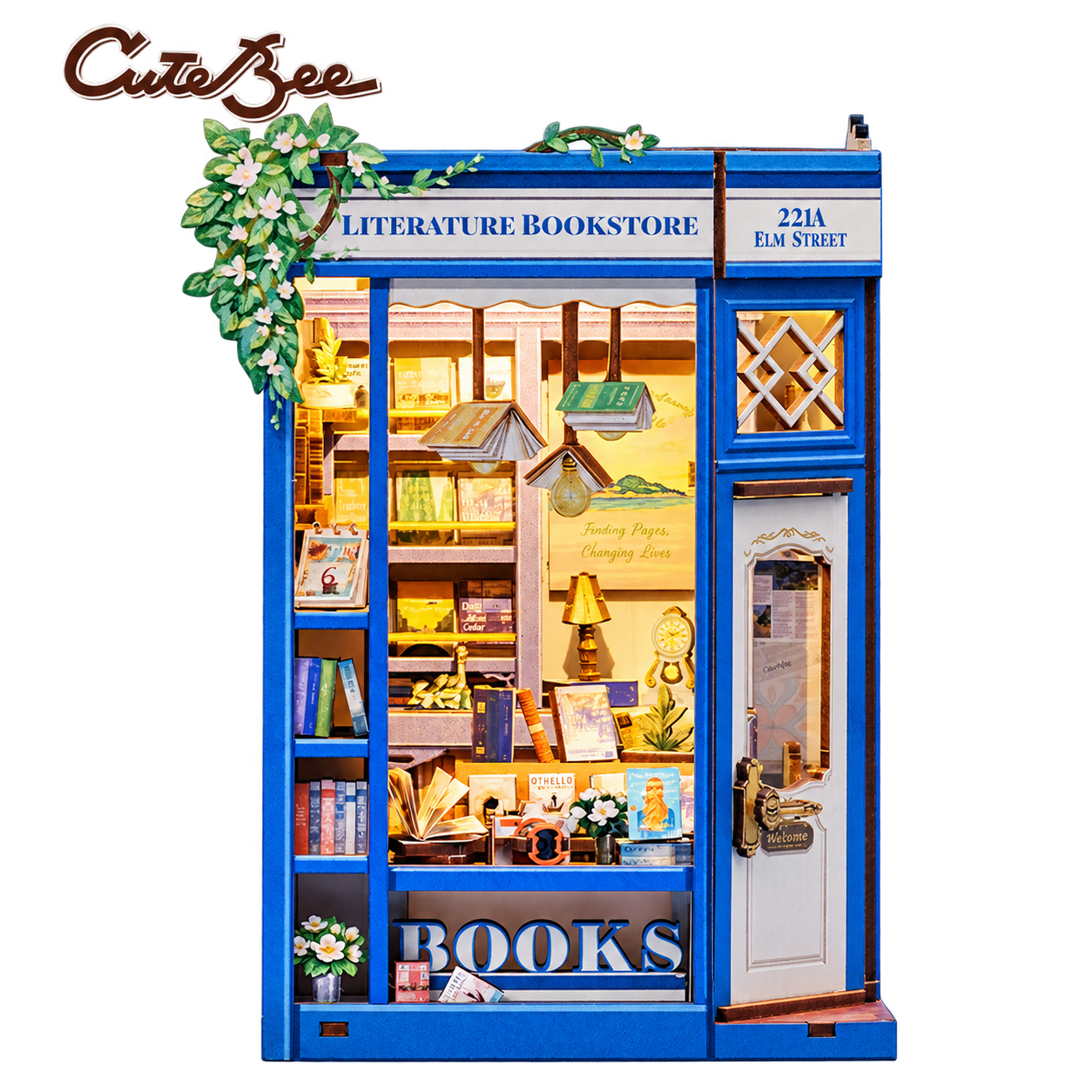 Cutebee 3D Booknook Literature Bookstore – BJAA203 – transparante productfoto