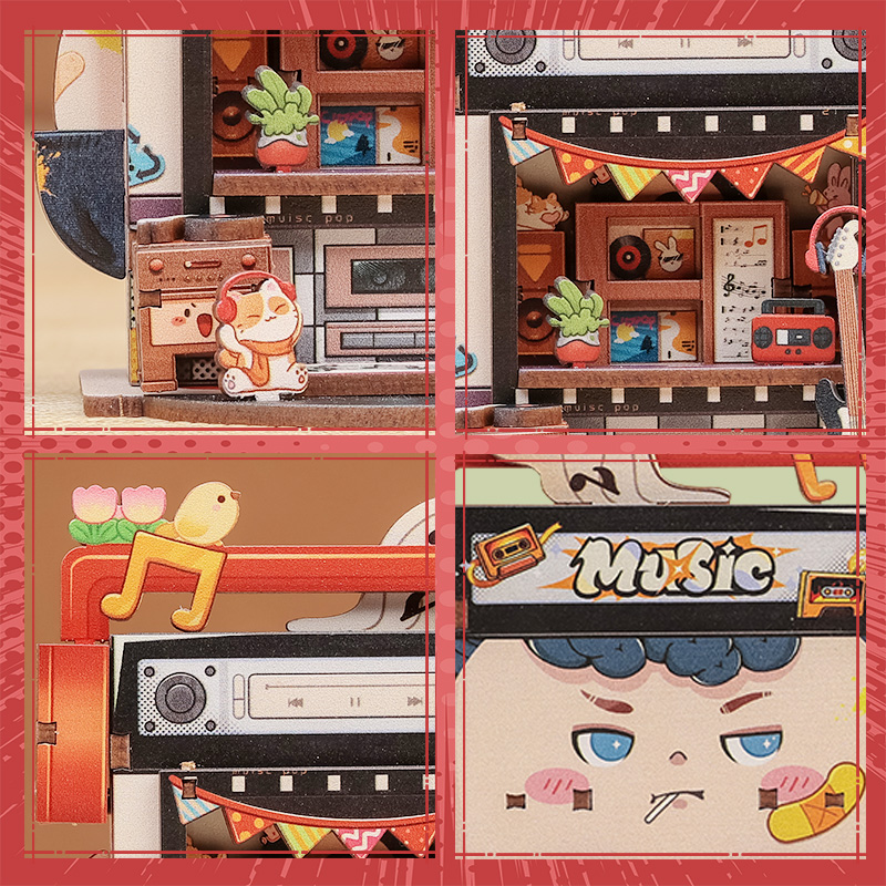 Cutebee DIY Huisje Talebox Corner Record Store – CWGA109 - Afbeelding 4