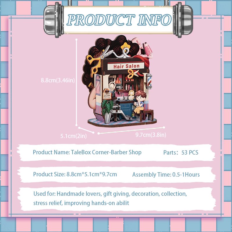 Cutebee DIY Huisje Talebox Corner Barber Shop – CWGA112 - Afbeelding 5