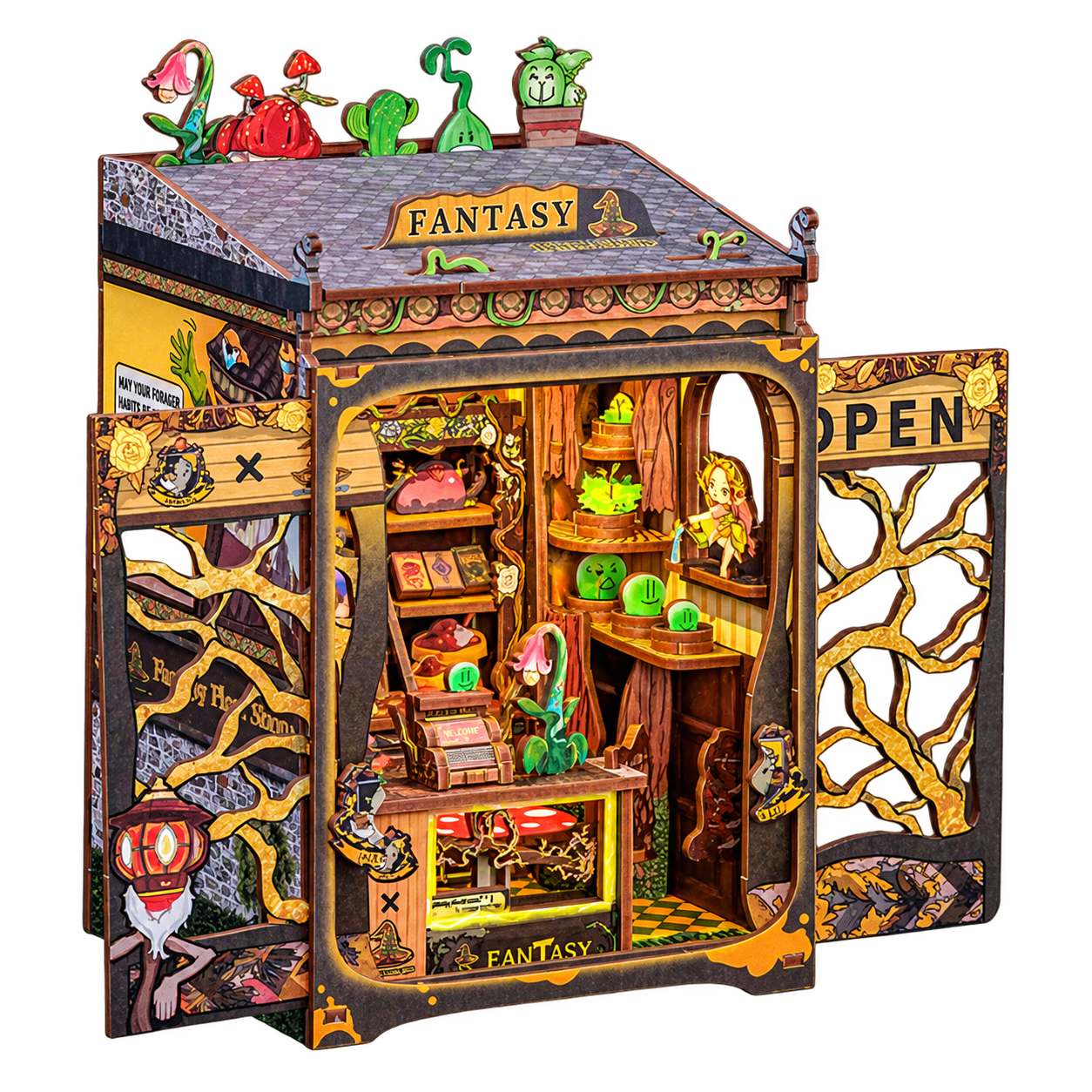 Cutebee 3D Booknook Fantasy Plant Shop – CWGA203 – transparante productfoto