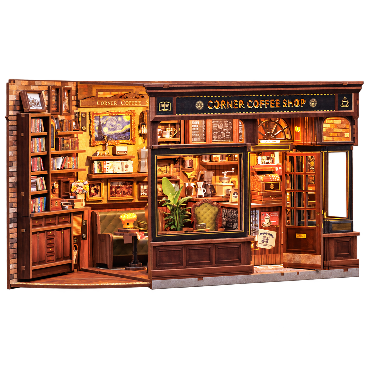 Cutebee 3D DIY Huisje Corner Coffee Shop – CWGB402 – transparante productfoto