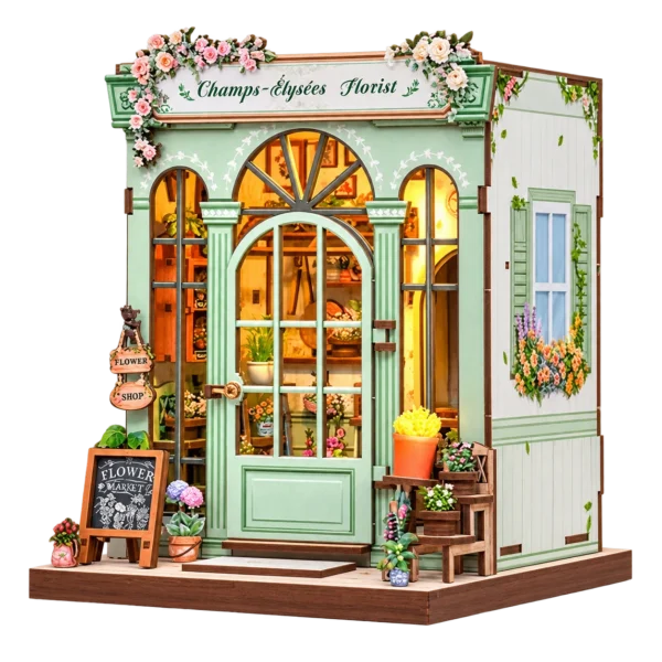 Cutebee Champs-Élysées Florist CWGC201 miniatuurbloemenwinkel met transparante achtergrond