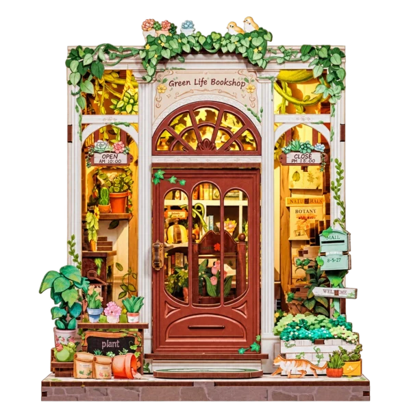 Cutebee Green Life Bookshop CWGC203 miniatuurboekwinkel met transparante achtergrond