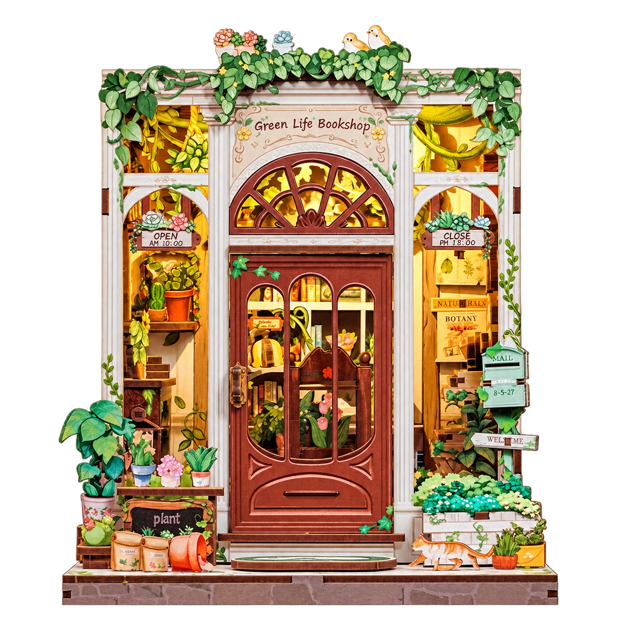Cutebee Green Life Bookshop CWGC203 miniatuurboekwinkel met transparante achtergrond