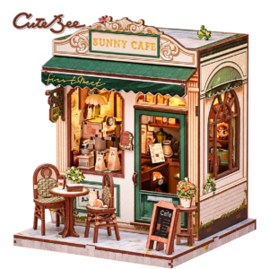Cutebee 3D DIY Huisje Sunny Café – CWGC208 – transparante productfoto