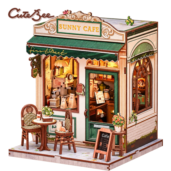 Cutebee 3D DIY Huisje Sunny Café – CWGC208 – transparante productfoto
