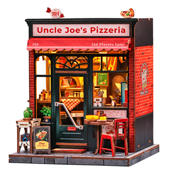 Cutebee 3D DIY Huisje Uncle Joe’s Pizzeria – CWGC210 – transparante productfoto