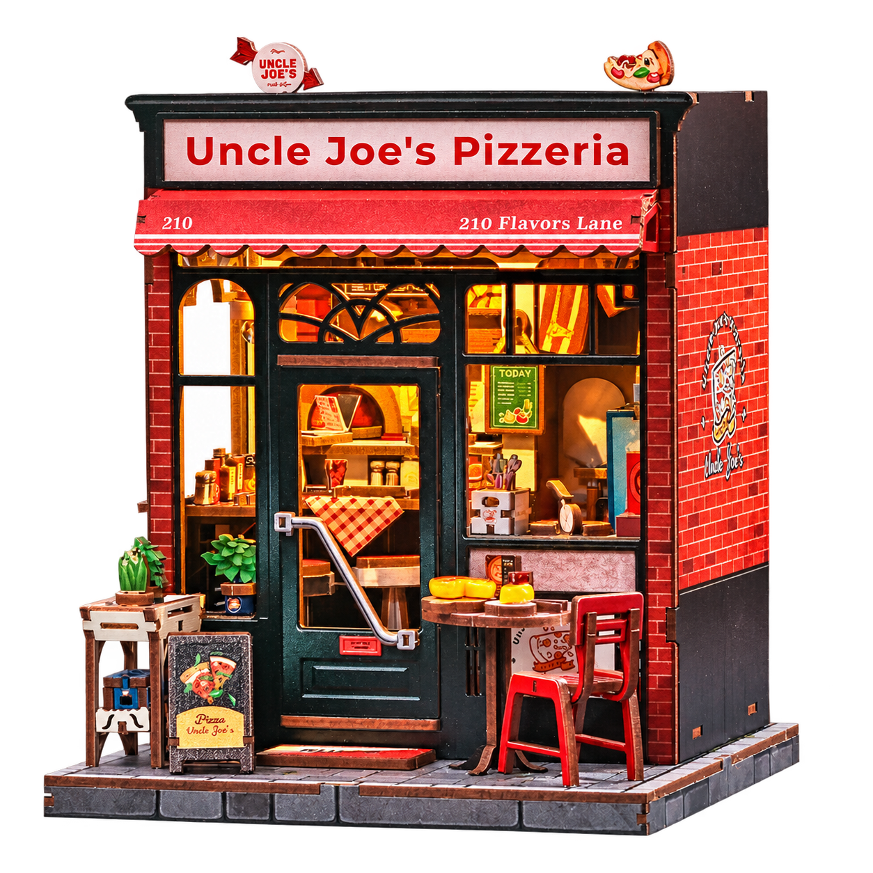 Cutebee 3D DIY Huisje Uncle Joe’s Pizzeria – CWGC210 – transparante productfoto