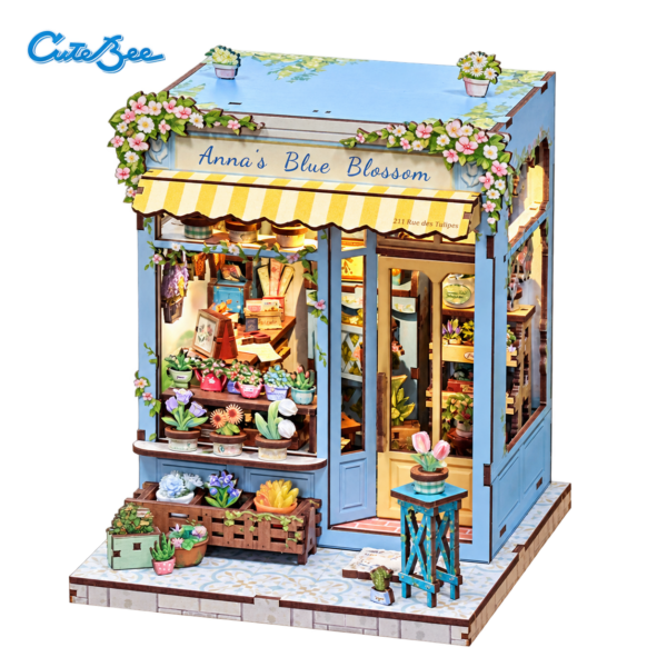 Cutebee 3D DIY Huisje Anna’s Blue Blossom – CWGC211 – transparante productfoto