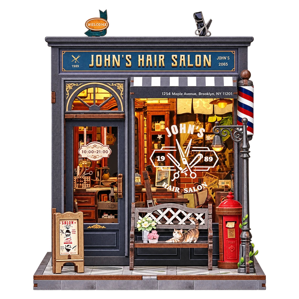 Cutebee John’s Hair Salon CWGC215 miniatuurhuisje met transparante achtergrond