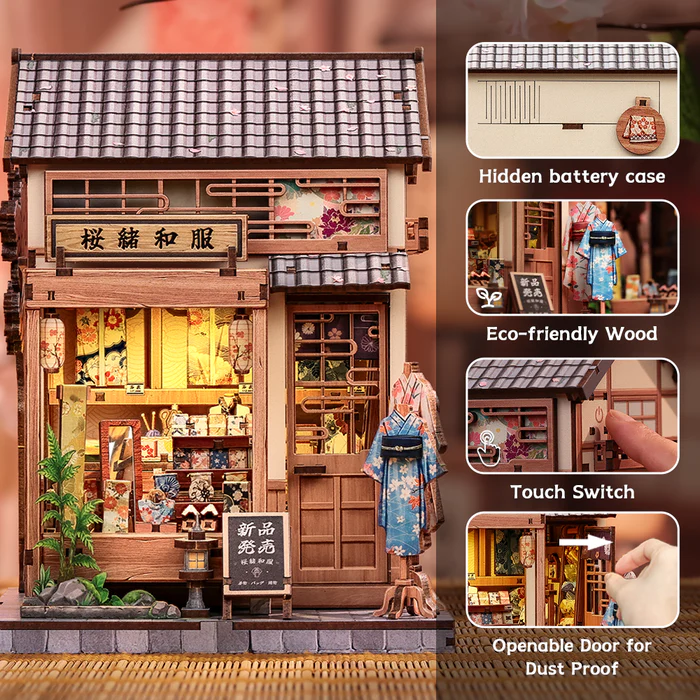 Cutebee 3D DIY Huisje Sakura O Kimono Shop – CWGC223 - Afbeelding 4