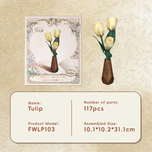 Cutebee 3D Bloem Witte Tulp – FWLP103 - Afbeelding 2