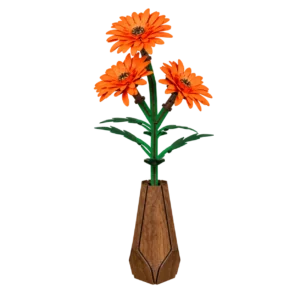 Cutebee 3D bloem oranje gerbera FWLP104 met transparante achtergrond
