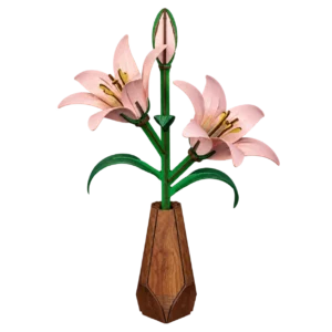 Cutebee 3D bloem roze lelie FWLP105 met transparante achtergrond