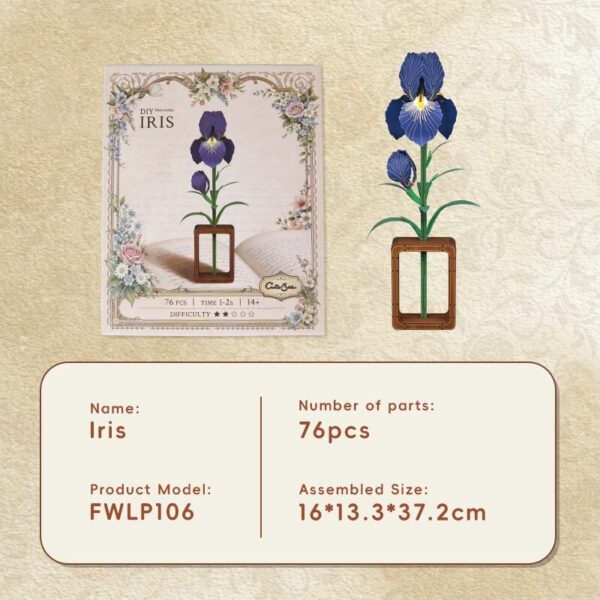 Cutebee 3D Bloem Blauwe Iris – FWLP106 - Afbeelding 3