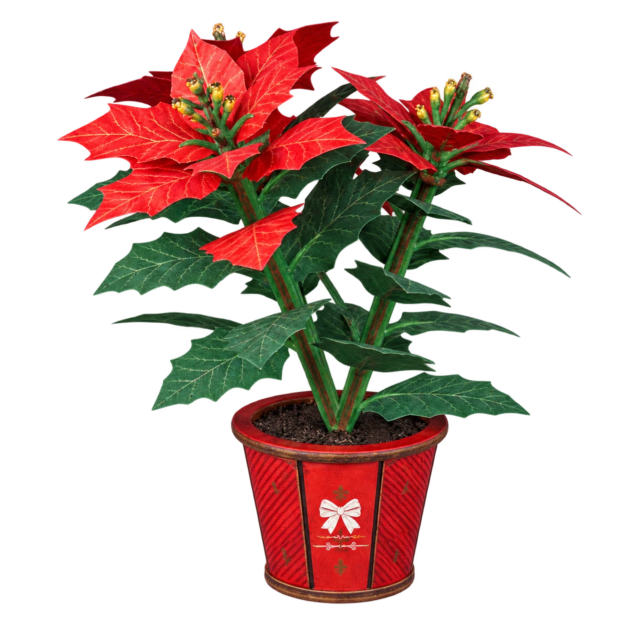 Cutebee 3D bloem kerstster poinsettia FWLP108 met transparante achtergrond