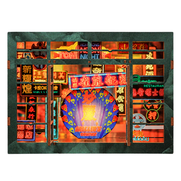 Cutebee 3D Booknook Hong Kong Neon Night – LS01B – transparante productfoto