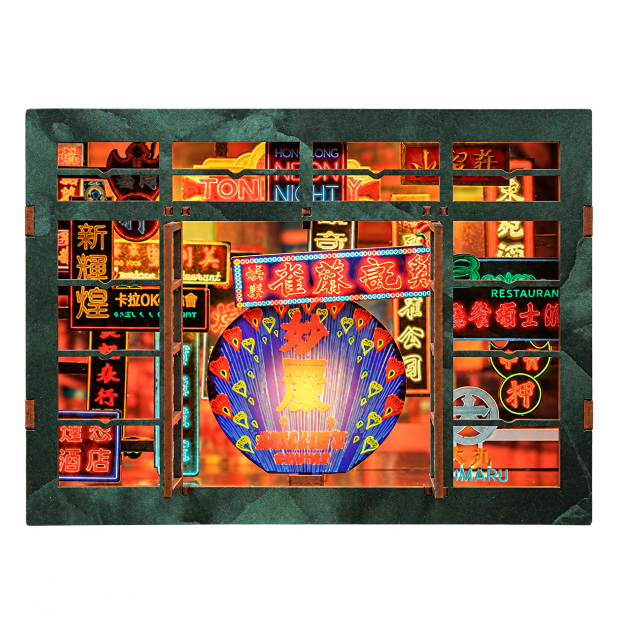 Cutebee 3D Booknook Hong Kong Neon Night – LS01B – transparante productfoto