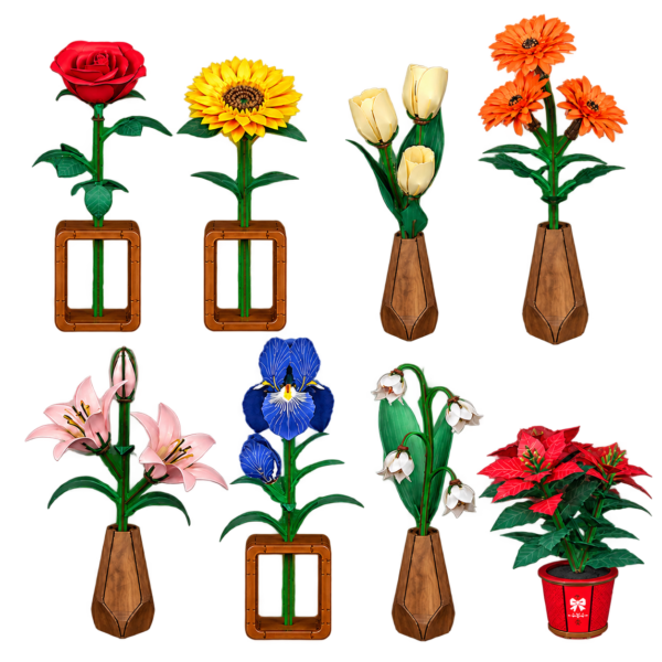 Cutebee SC0031 bloemenmix – acht houten bloemmodellen