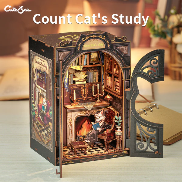 Cutebee 3D Booknook Count Cat’s Study – SD03B - Afbeelding 5