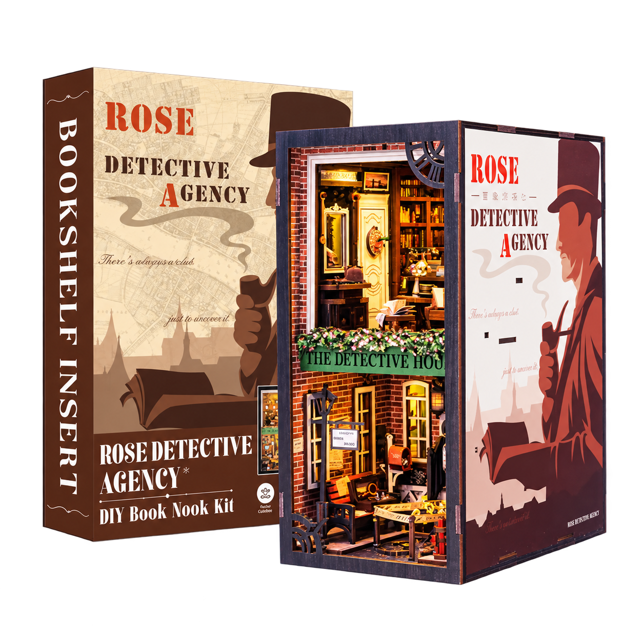 Cutebee 3D Booknook Rose Detective Agency – SZ02B – transparante productfoto