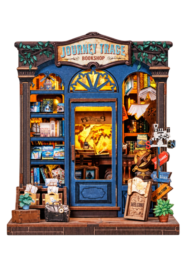 Cutebee Journey Trace Bookshop DIY miniatuurhuisje met transparante achtergrond