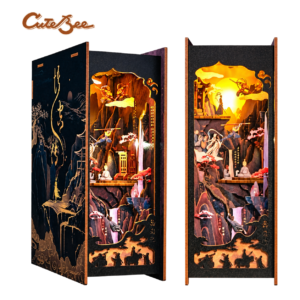 Cutebee The Legend of Wukong book nook, twee aanzichten met transparante achtergrond