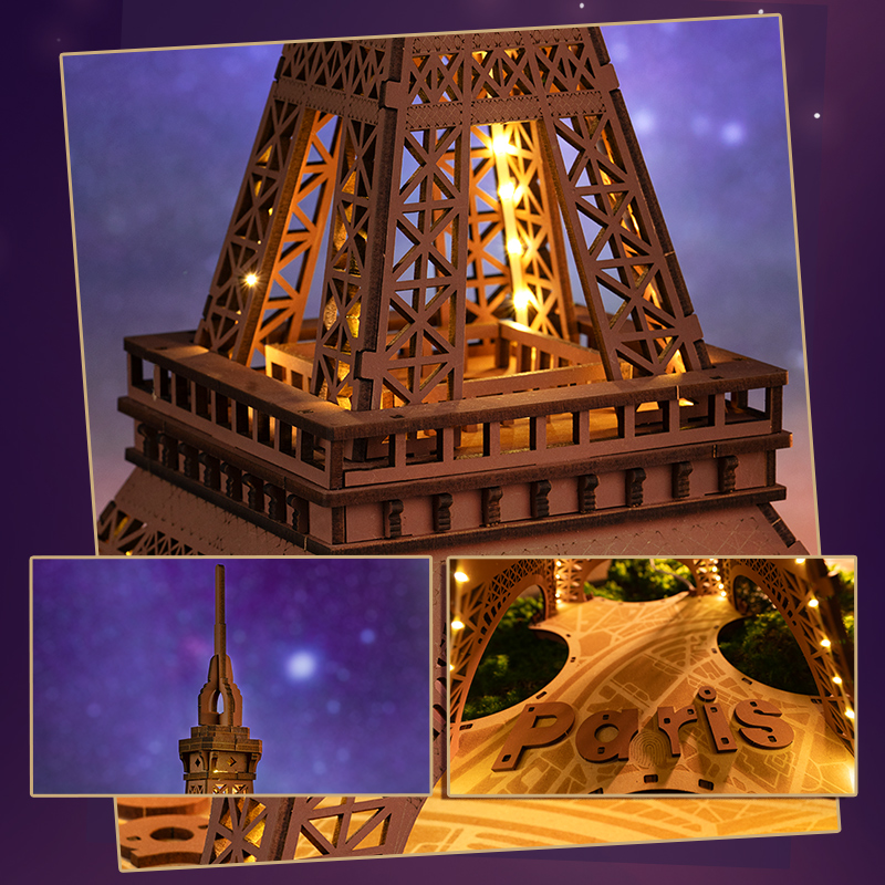 Rolife 3D Houten Puzzel Night of the Eiffel Tower – TGL01 - Afbeelding 6