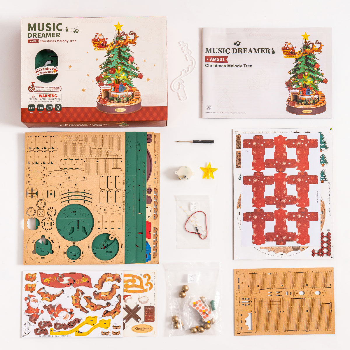 Rolife 3D Houten Puzzel Christmas Melody Tree – AMS01 - Afbeelding 3