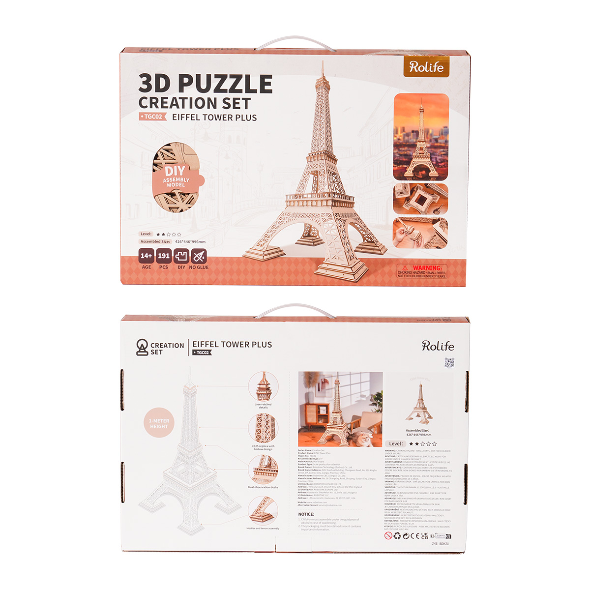 Rolife 3D Houten Puzzel Eiffel Tower Plus – TGC02 - Afbeelding 6