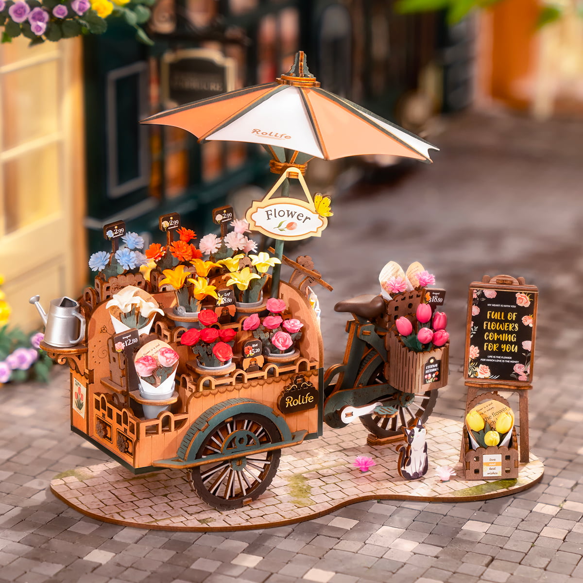 Rolife 3D Houten Puzzel Blossom Cart – TGS03 - Afbeelding 2
