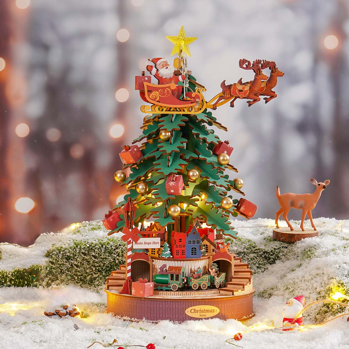 Rolife 3D Houten Puzzel Christmas Melody Tree – AMS01 - Afbeelding 2