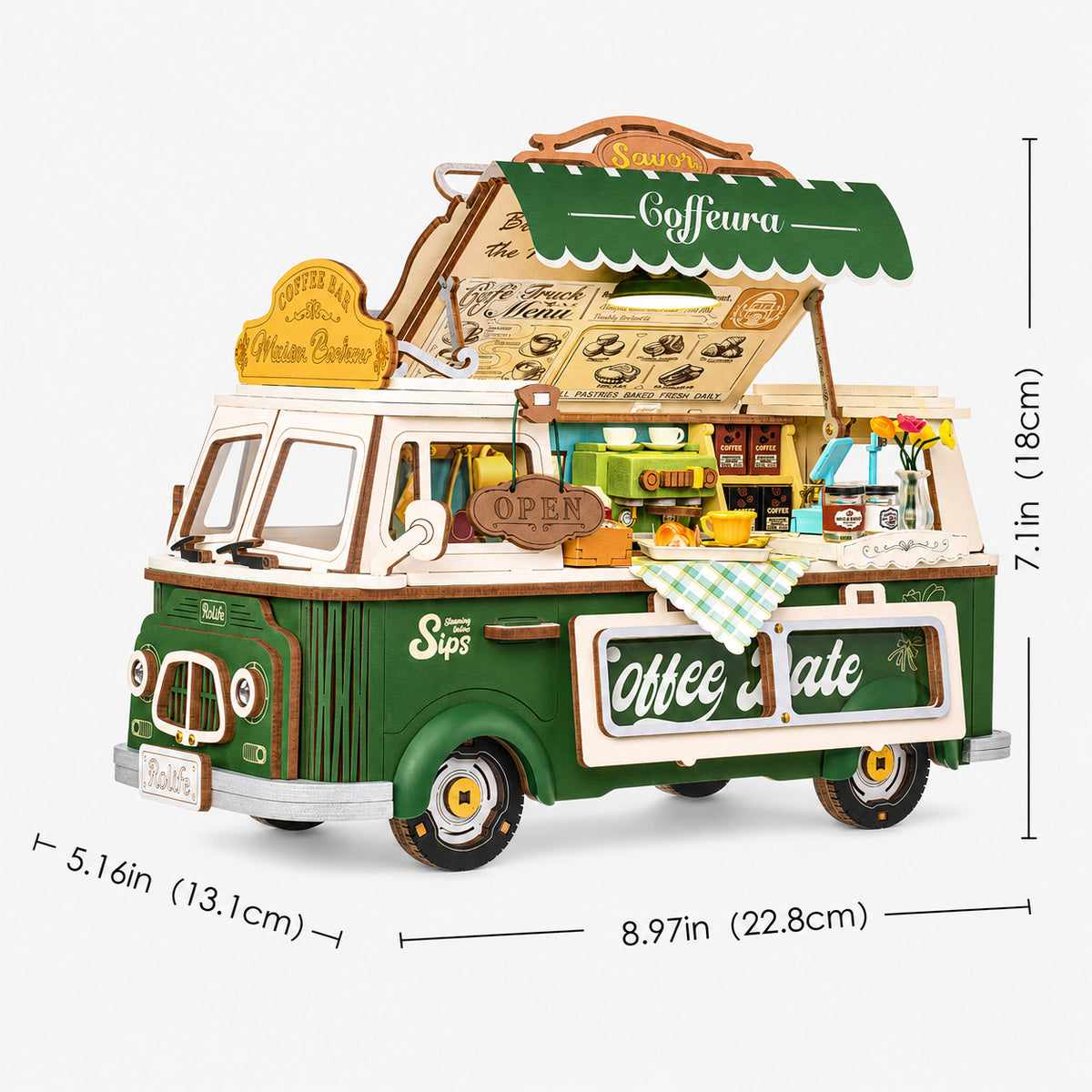 Rolife 3D Houten Puzzel Leo's Koffietruck – TGS07 - Afbeelding 6