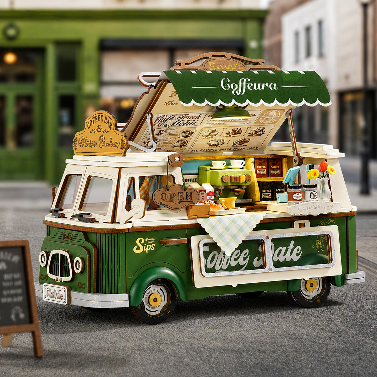 Rolife 3D Houten Puzzel Leo's Koffietruck – TGS07 - Afbeelding 2