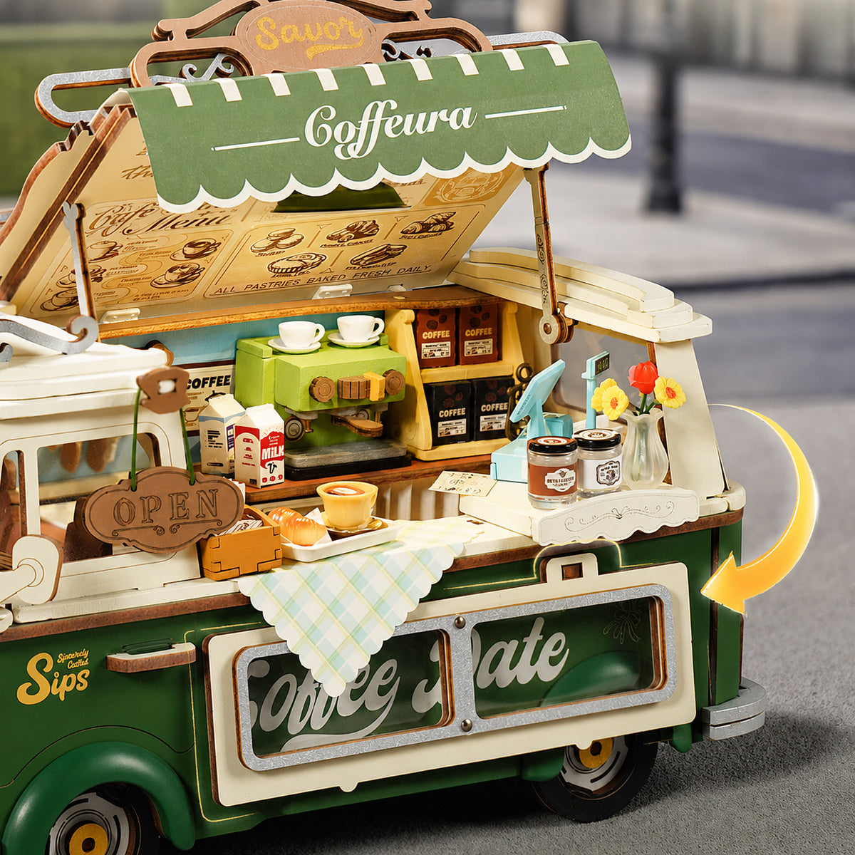 Rolife 3D Houten Puzzel Leo's Koffietruck – TGS07 - Afbeelding 4