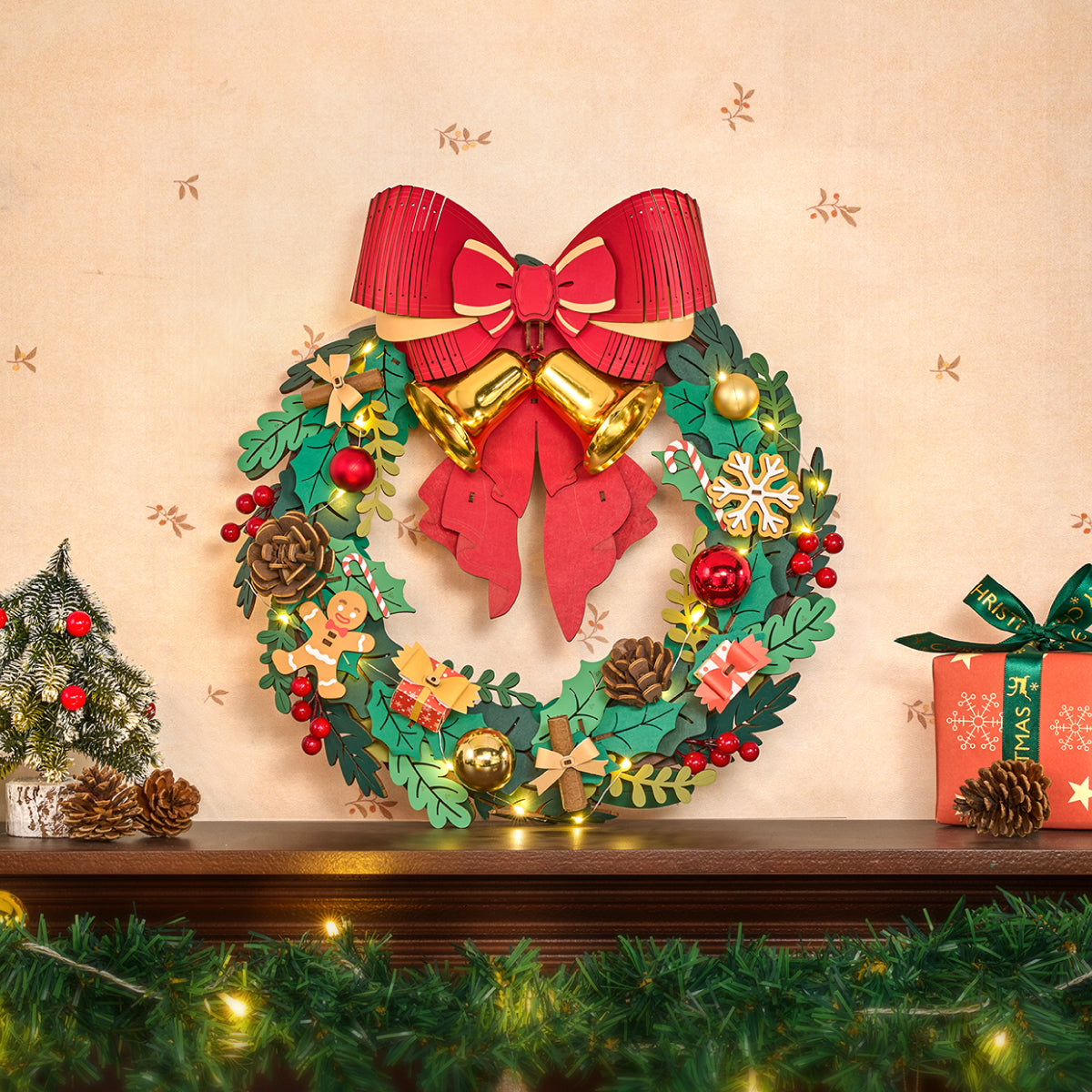 Rolife 3D Houten Puzzel Christmas Wreath – TGL04 - Afbeelding 2