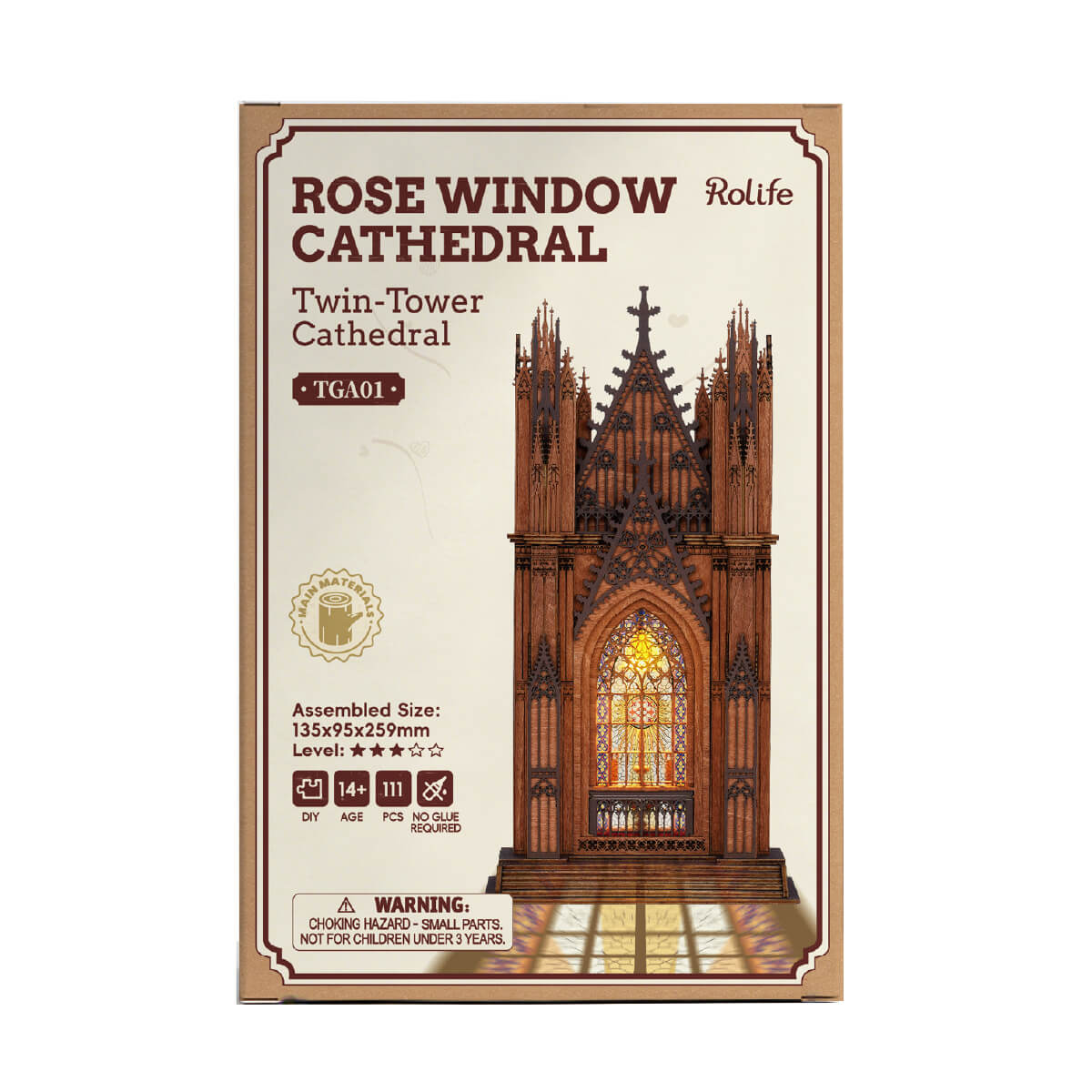 Rolife 3D Houten Puzzel Twin-Tower Cathedral – TGA01 - Afbeelding 6