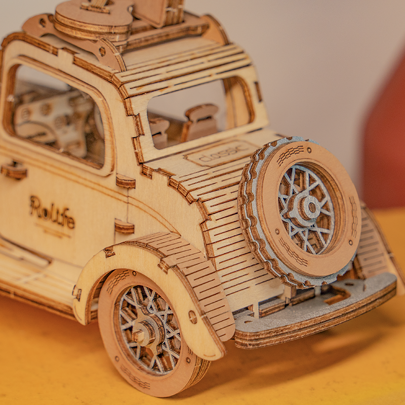 Rolife 3D Houten Puzzel Vintage Auto – TG504 - Afbeelding 2